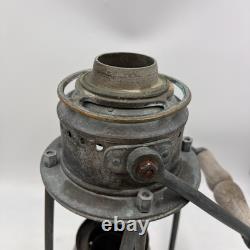 Vintage Antique Etched Brass Wood Handle Candle Lantern Maritime Lake Decor 13