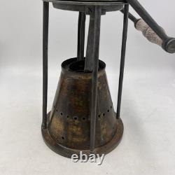 Vintage Antique Etched Brass Wood Handle Candle Lantern Maritime Lake Decor 13