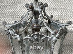 Vintage Antique French Brass Hall Lantern Pendant Ceiling Light