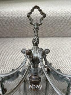 Vintage Antique French Brass Hall Lantern Pendant Ceiling Light