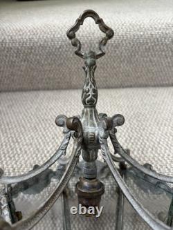 Vintage Antique French Brass Hall Lantern Pendant Ceiling Light