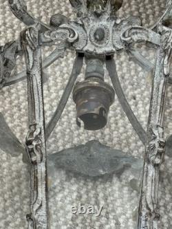 Vintage Antique French Brass Hall Lantern Pendant Ceiling Light