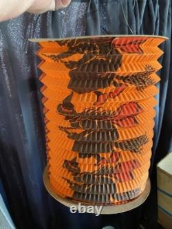 Vintage Antique German Halloween Accordion Witch Cat Crepe Paper Owl Lantern VGC
