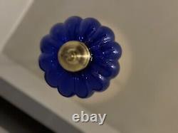 Vintage/Antique Glass Cobalt Blue Chain Hanging Candle Holder Lantern Lamp