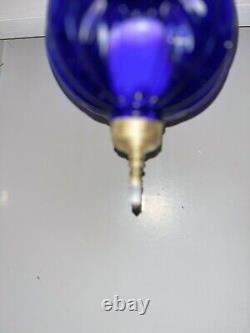 Vintage/Antique Glass Cobalt Blue Chain Hanging Candle Holder Lantern Lamp