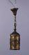 Vintage Antique Gothic Arts & Crafts Cast Metal Hanging Lamp Lantern Fixture