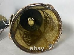 Vintage Antique Gothic Arts & Crafts Cast Metal Hanging Lamp Lantern Fixture