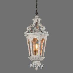 Vintage Antique Grey Wooden Lantern Hang Pendant Lights Kitchen Chandelier 220V