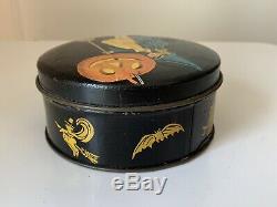 Vintage Antique Halloween Witch Jack O Lantern Tindeco Candy Container Tin 1920s