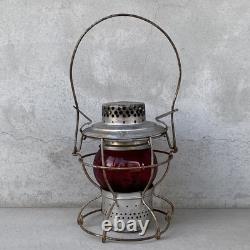 Vintage Antique Handlan St. Louis Railroad Lantern Oil Lamp / Outdoor Camping Red