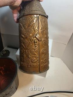 Vintage /Antique Handmade Punched Lantern Copper Tin Candle Holder 14