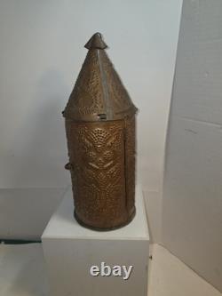 Vintage /Antique Handmade Punched Lantern Copper Tin Candle Holder 14
