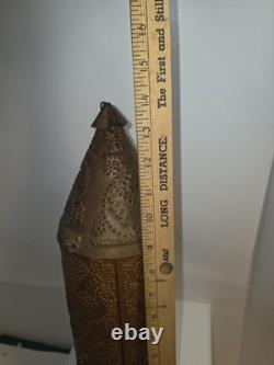 Vintage /Antique Handmade Punched Lantern Copper Tin Candle Holder 14