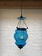 Vintage/Antique Hanging Aqua Glass Bell Shaped Candle Lantern