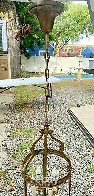 Vintage Antique Hanging Hall Lantern Chandelier Light Fixture