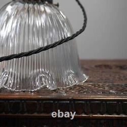 Vintage Antique Holophane Glass Pendant Light Lamp Ceiling Lantern last One