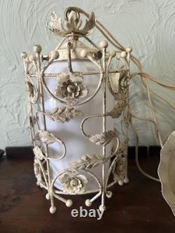 Vintage Antique Italian tole 3 bulb Lantern Pendant Light