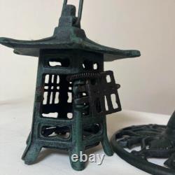 Vintage Antique Japanese Iron Hanging Lantern Candle stand TOUROU Height 30cm