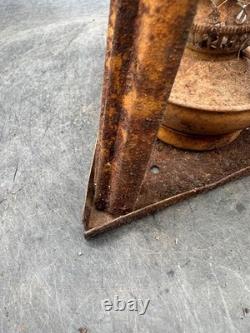 Vintage Antique Kerosene Oil Lantern Square Frame Metal Wick Flame Burner Lamp