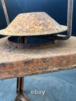 Vintage Antique Kerosene Oil Lantern Square Frame Metal Wick Flame Burner Lamp