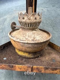 Vintage Antique Kerosene Oil Lantern Square Frame Metal Wick Flame Burner Lamp