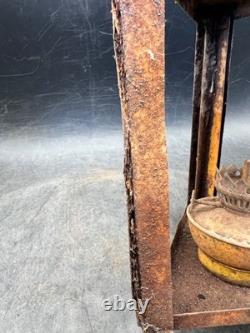 Vintage Antique Kerosene Oil Lantern Square Frame Metal Wick Flame Burner Lamp