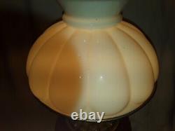 Vintage Antique Lamp Nicholas Kopp Red Glass kerosene converted Oil Electric