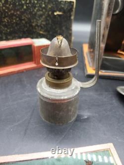 Vintage Antique Magic Lantern Projector with Glass Slides RARE