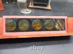 Vintage Antique Magic Lantern Projector with Glass Slides RARE