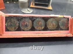 Vintage Antique Magic Lantern Projector with Glass Slides RARE