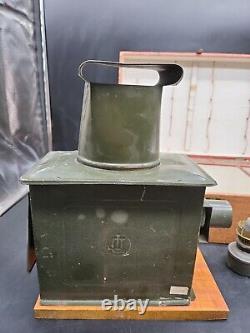 Vintage Antique Magic Lantern Projector with Glass Slides and Original Case RARE