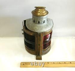 Vintage Antique Marine Nautical Lamp Lantern Green amd Red Glass