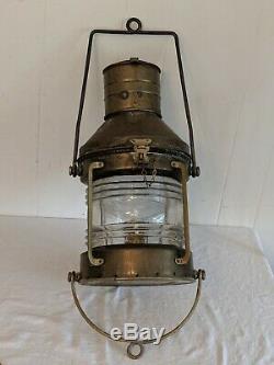 Vintage Antique Nautical SHERWOODS Brass Ship Lantern Light LARGE Oil Beauty