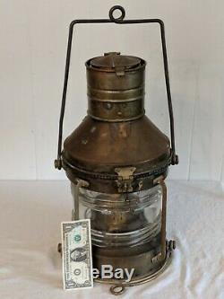 Vintage Antique Nautical SHERWOODS Brass Ship Lantern Light LARGE Oil Beauty