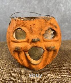 Vintage Antique Paper Mache Halloween Pumpkin Jack-O-Lantern