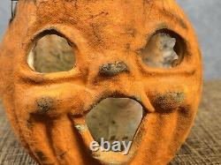 Vintage Antique Paper Mache Halloween Pumpkin Jack-O-Lantern