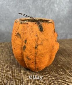 Vintage Antique Paper Mache Halloween Pumpkin Jack-O-Lantern