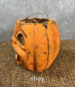 Vintage Antique Paper Mache Halloween Pumpkin Jack-O-Lantern