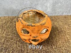 Vintage Antique Paper Mache Halloween Pumpkin Jack-O-Lantern