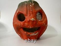 Vintage Antique Paper Mache Jack-O-lantern Pumpkin Halloween Collectible