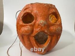 Vintage Antique Paper Mache Jack-O-lantern Pumpkin Halloween Collectible Spooky