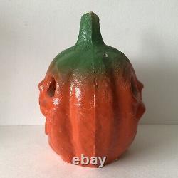 Vintage Antique Papier-Mâché Pulp Halloween STEM JOL PUMPKIN 2 Orig Paper Face