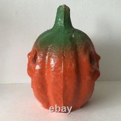 Vintage Antique Papier-Mâché Pulp Halloween STEM JOL PUMPKIN 2 Orig Paper Face