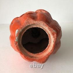 Vintage Antique Papier-Mâché Pulp Halloween STEM JOL PUMPKIN 2 Orig Paper Face