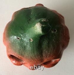 Vintage Antique Papier-Mâché Pulp Halloween STEM JOL PUMPKIN 2 Orig Paper Face