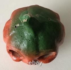 Vintage Antique Papier-Mâché Pulp Halloween STEM JOL PUMPKIN 2 Orig Paper Face