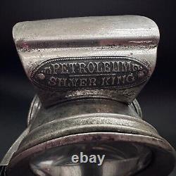 Vintage Antique Petroleum Silver King Bicycle Lantern Oil Burner Lamp Light