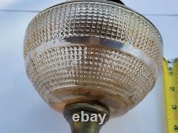 Vintage Antique Queen Anne Glass Victorian Brass Original Oil Kerosene Lamp