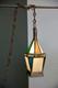 Vintage Antique Stained Glass Hanging Ceiling Lantern Lamp Swag Light brass