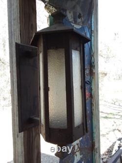 Vintage Antique Steel exterior lantern sconce 1910's, original. Porch light rare